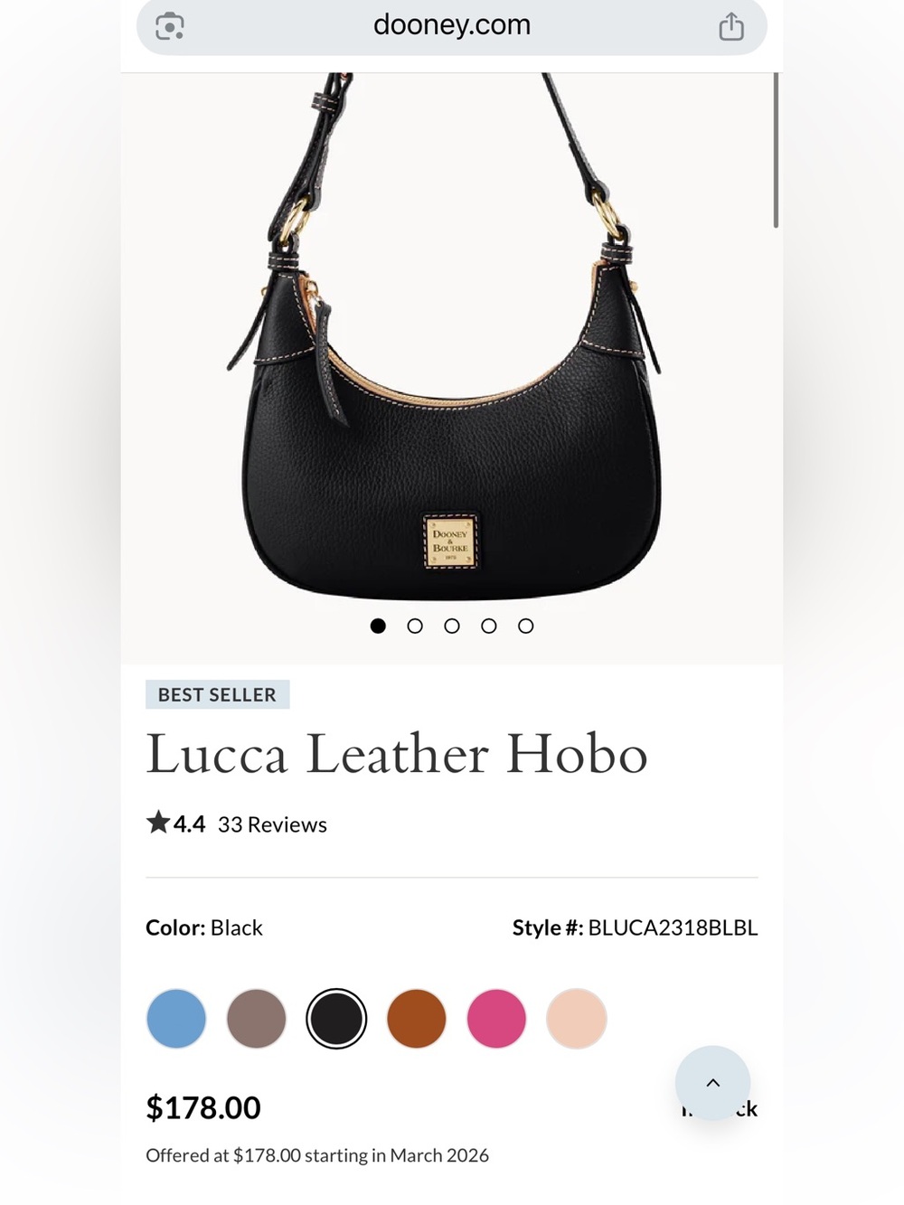 NWT - Dooney & Bourke Lucca Leather Hobo Bag - Picture 9 of 16